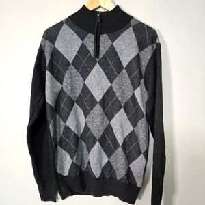 Men's Argyle Sweater - Black and Gray, large,  no tag for brand.